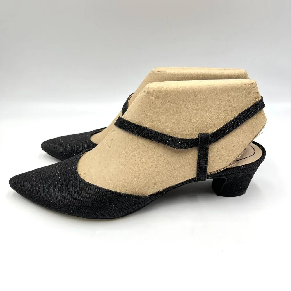 Life Stride Womens Size 9 Minimalist‎ Black Low Heel Pointed Toe Heels Shoes